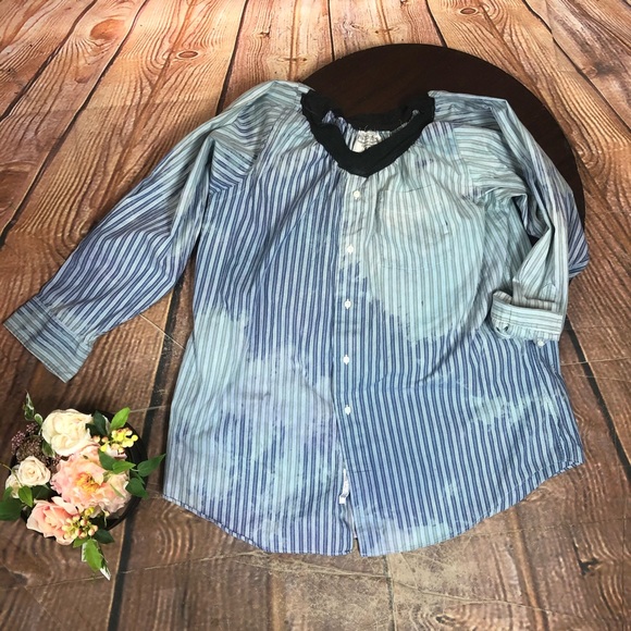 Painted Oyster Small Medium Upcycled Blouse shirt - Picture 1 of 5